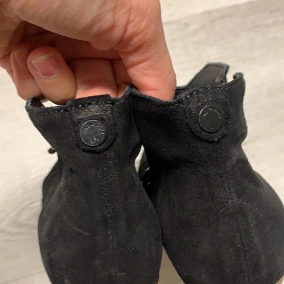 Rag and Bone Margot booties black leather suede size 37 1/2 zipper chunky heels - Picture 15 of 16